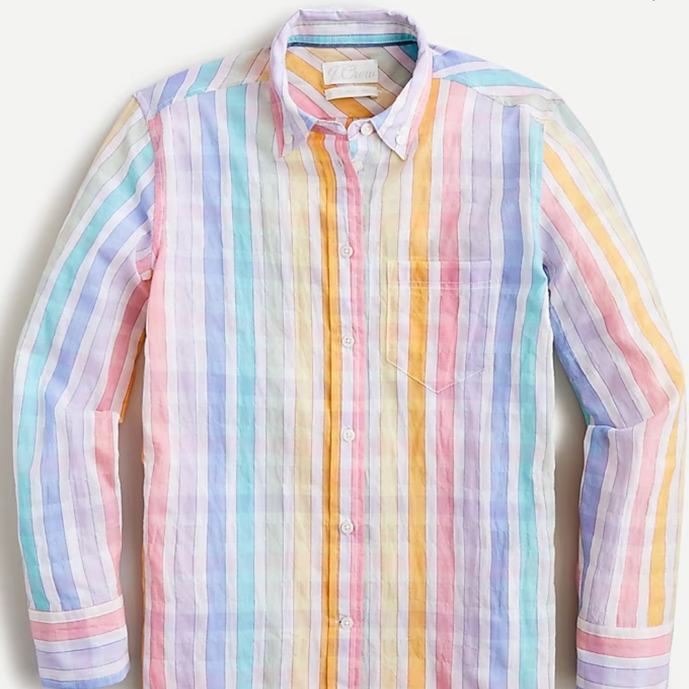 J Crew Classic-fit shirt in rainbow crinkle gingham size 20 item#37